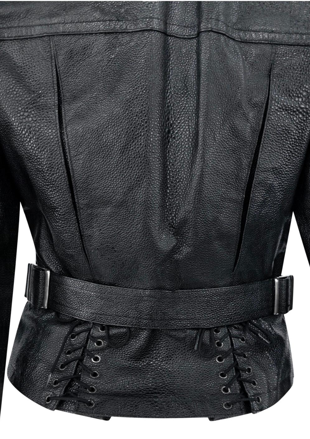 F/W 1990 Azzedine Alaïa Schwarze Leder-Motorradjacke mit Shagreen-Prägung im Zustand „Hervorragend“ im Angebot in West Hollywood, CA