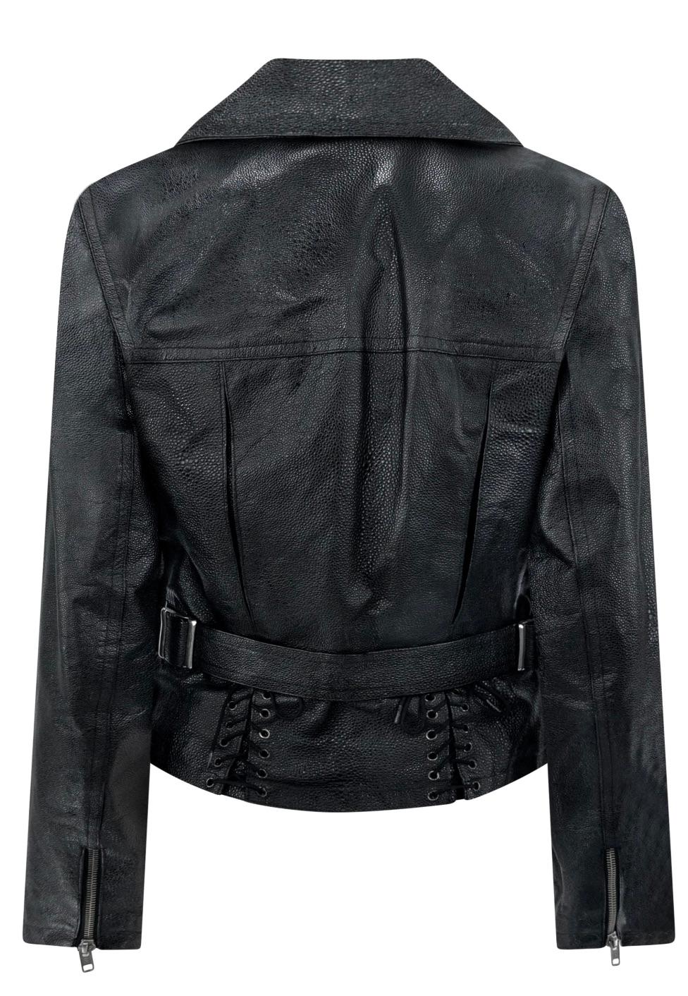 F/W 1990 Azzedine Alaïa Schwarze Leder-Motorradjacke mit Shagreen-Prägung im Angebot 1