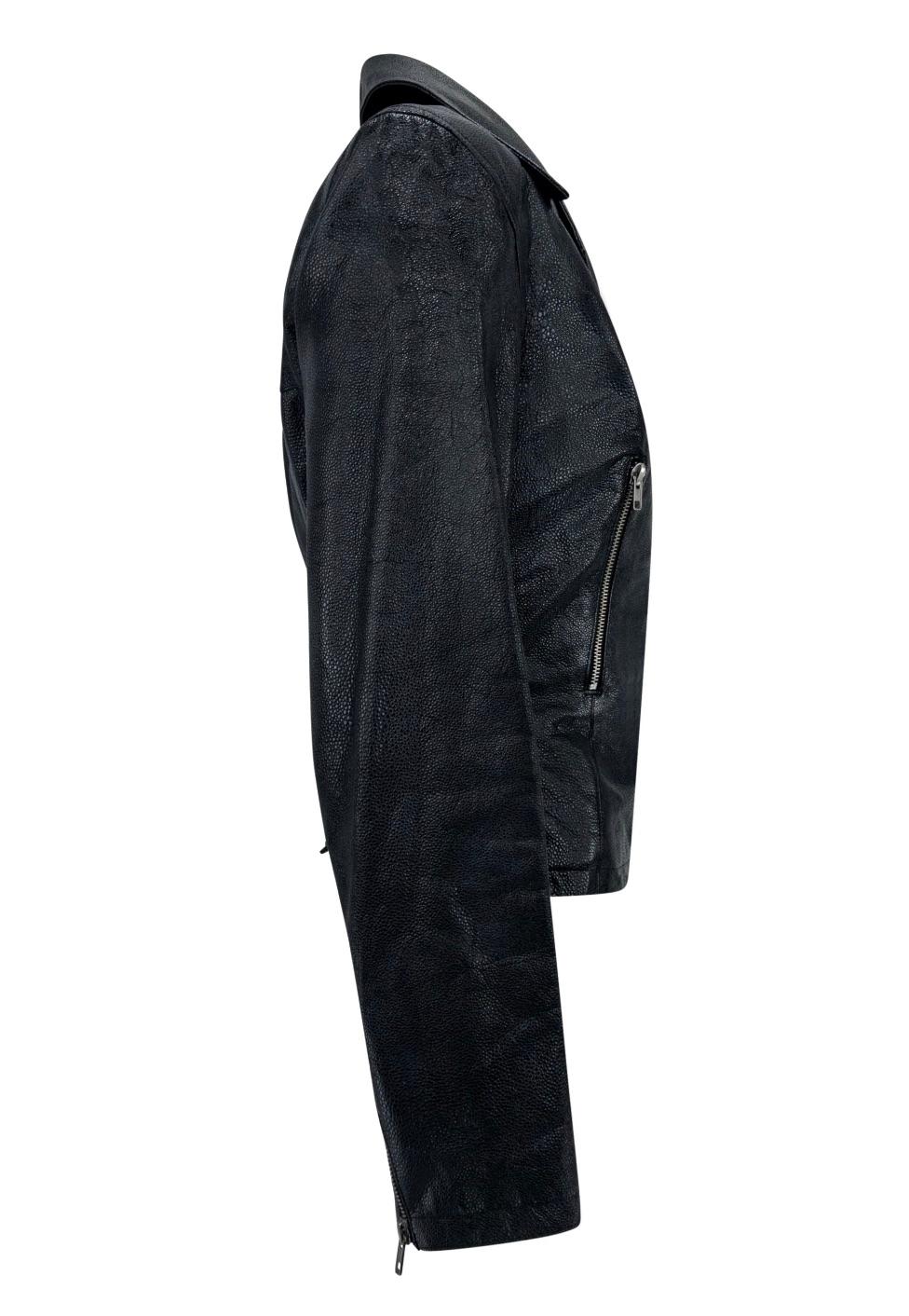 F/W 1990 Azzedine Alaïa Schwarze Leder-Motorradjacke mit Shagreen-Prägung im Angebot 2