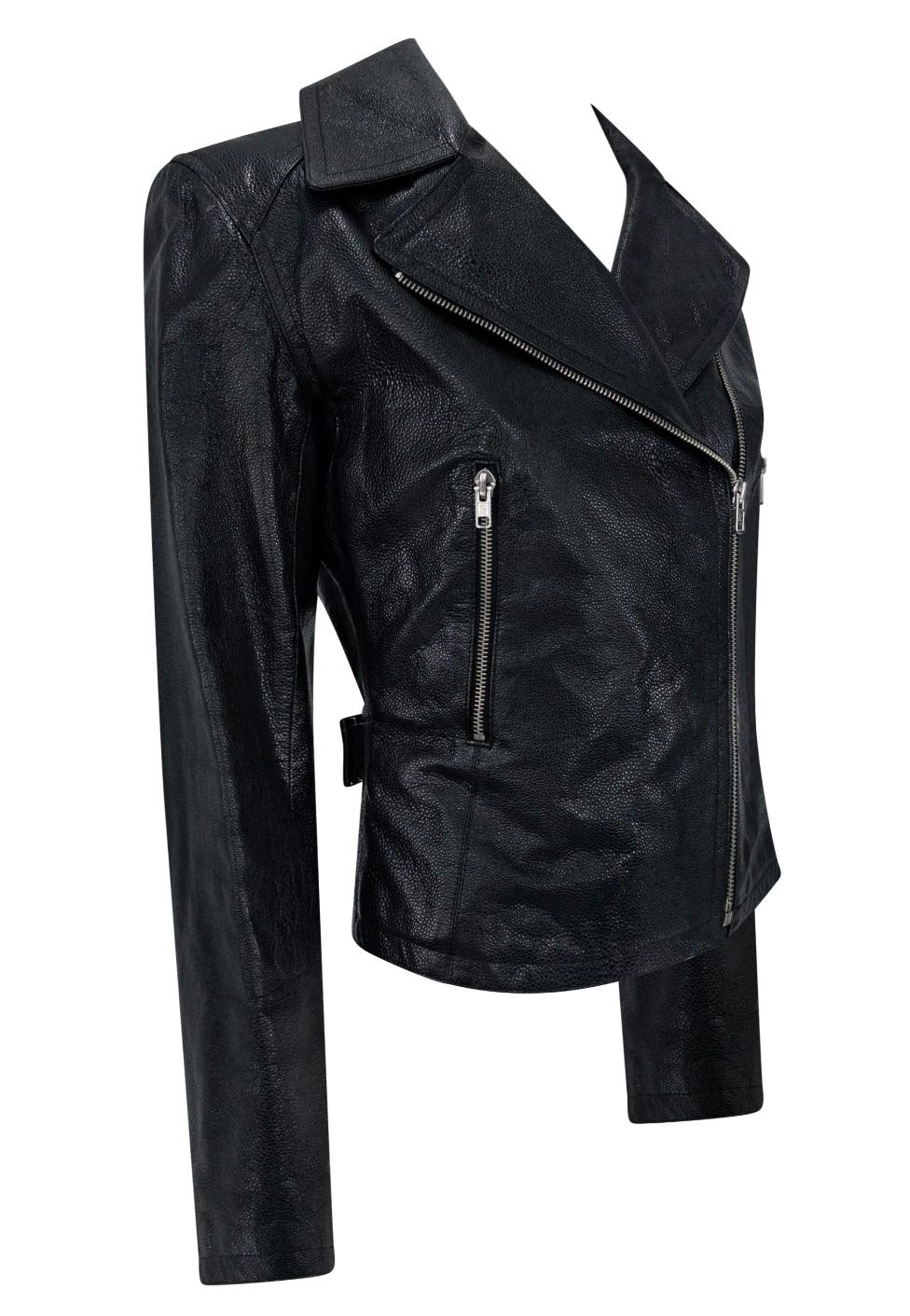 F/W 1990 Azzedine Alaïa Schwarze Leder-Motorradjacke mit Shagreen-Prägung im Angebot 3