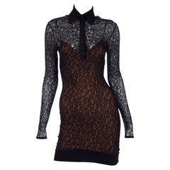 F/W 1990 Azzedine Alaia Runway Black Lace Bodycon Mini Dress