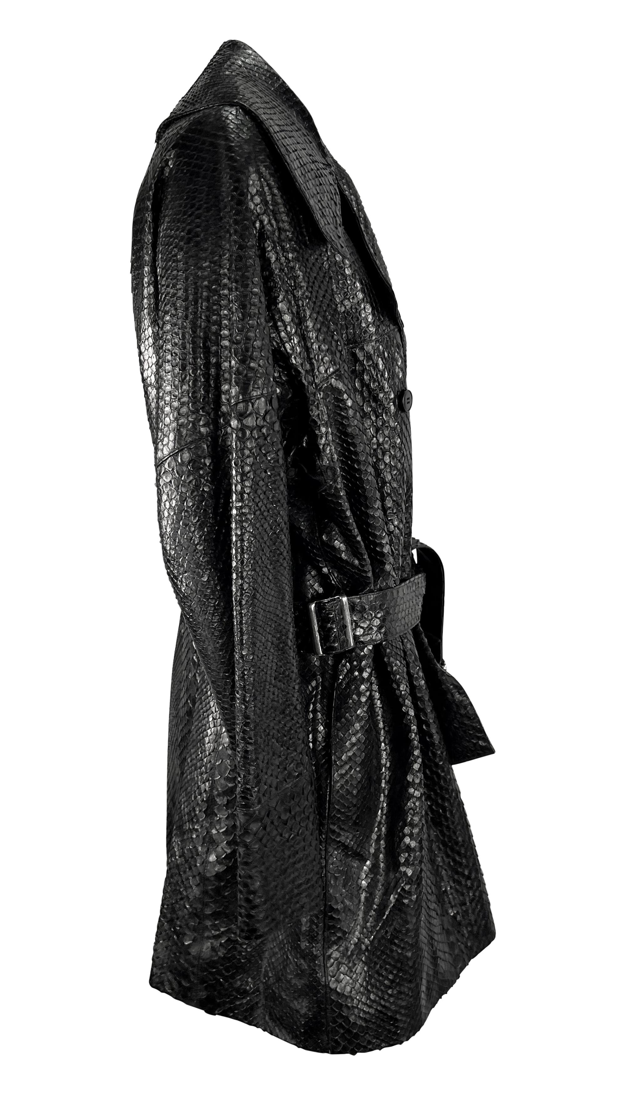 F/W 1990 Azzedine Alaïa Runway Genuine Python Skin Oversized Black Trench Coat 3