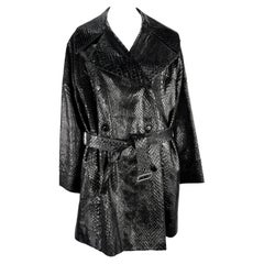 F/W 1990 Azzedine Alaïa Runway Genuine Python Skin Oversized Black Trench Coat