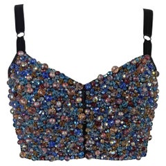 1990 Dolce & Gabbana Top de tirantes con corpiño iridiscente y muchas cuentas