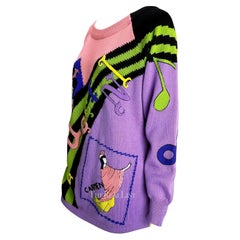 F/W 1990 Gianni Versace Puccini Opera Embroidered Multicolor Knit Sweater