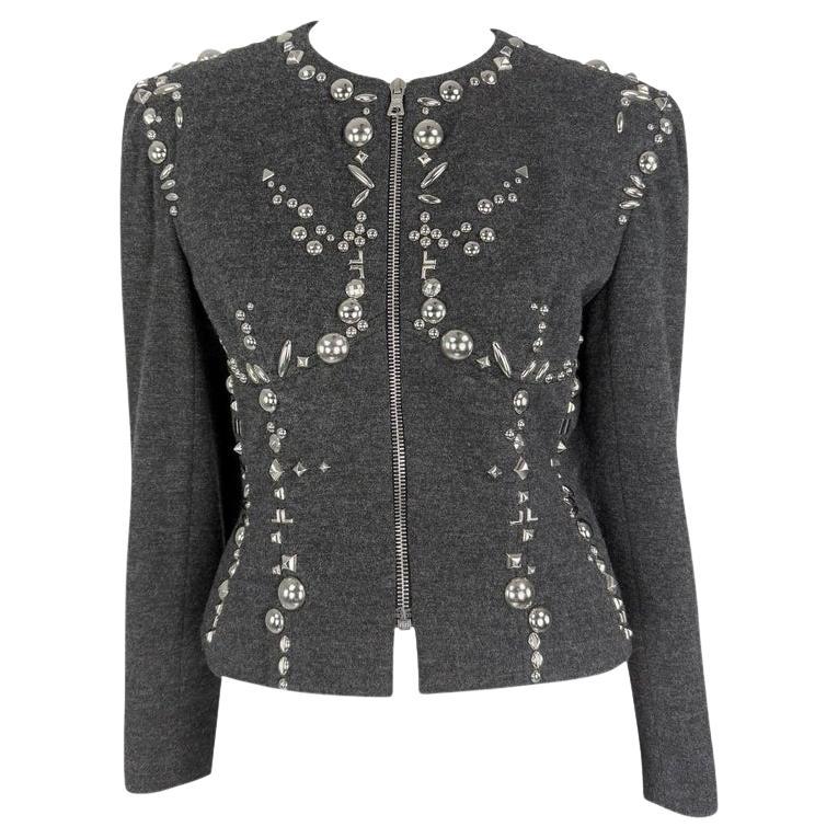 F/W 1991 Angelo Tarlazzi Runway Metal Studded Contour Charcoal Grey Jacket en venta