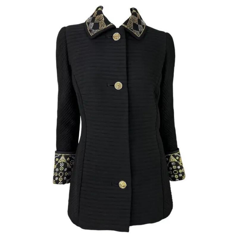 Blazer de défilé haute couture Atelier Versace en laine noire clouté, A/H 1991