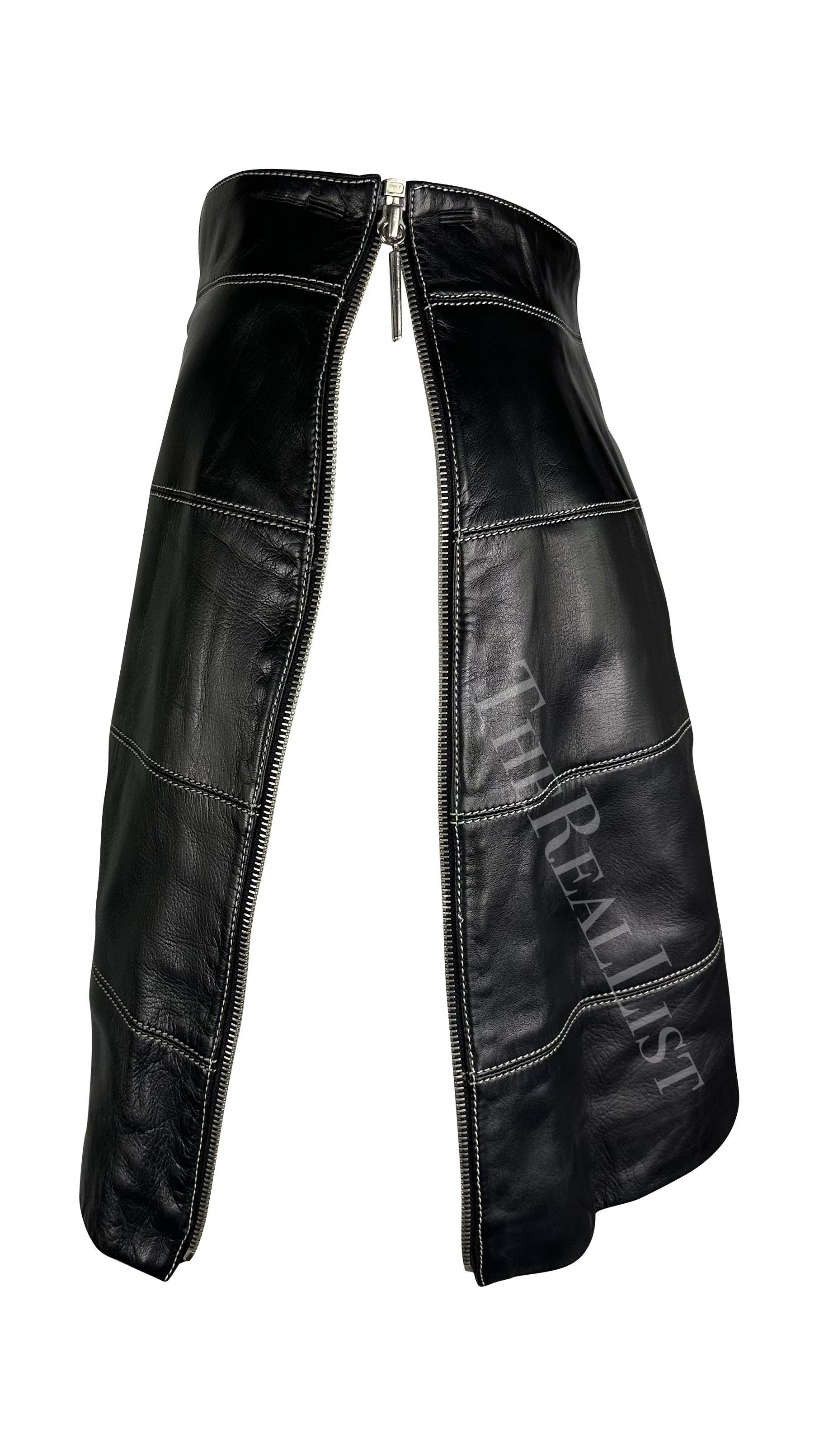 F/W 1991 Claude Montana Runway Leather Moto Jacket Skirt Set For Sale 7
