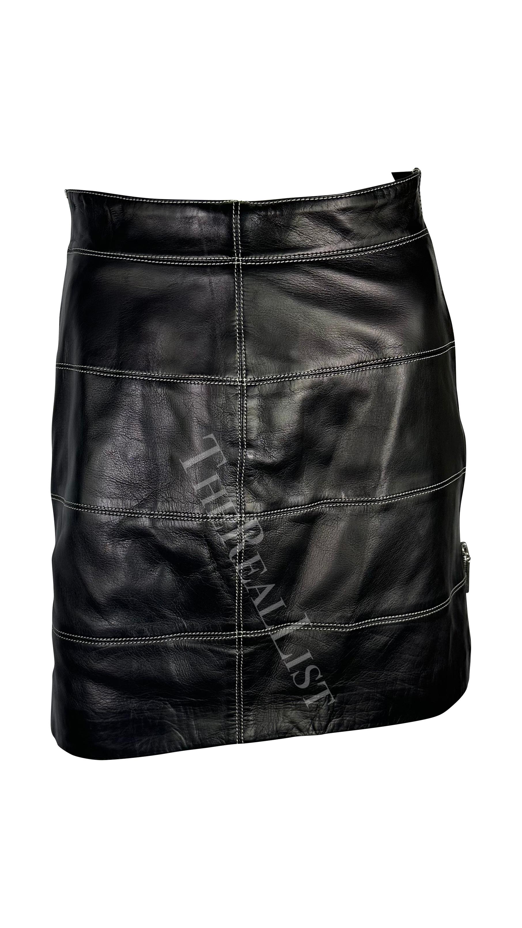 F/W 1991 Claude Montana Runway Leather Moto Jacket Skirt Set For Sale 8