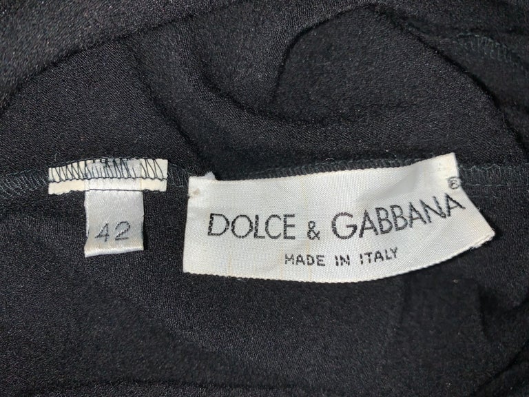 F/W 1991 Dolce and Gabbana Black Crystal Crop Top and High Waist Mini ...