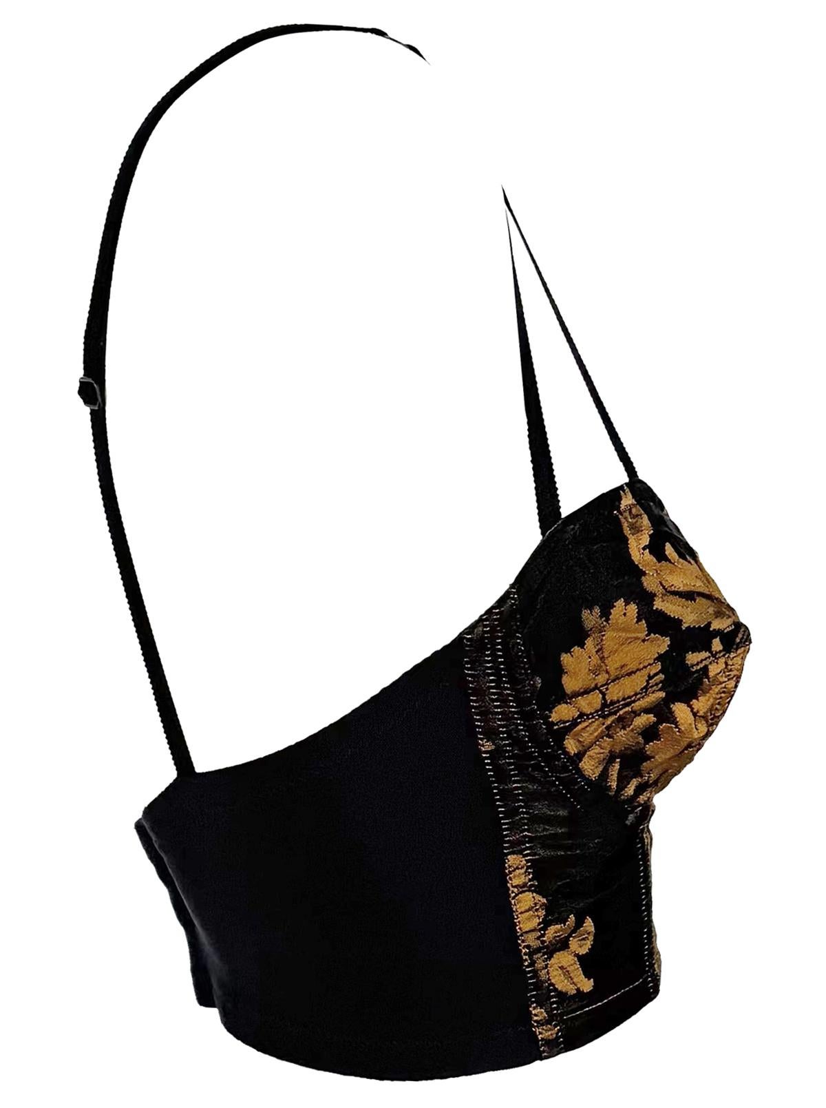 F/W 1991 Dolce & Gabbana Black Gold Tapestry Bodycon Bustier Crop Top For Sale 4