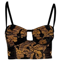 Dolce & Gabbana, bustier court mouluré avec tapisserie noire et dorée, A/H 1991