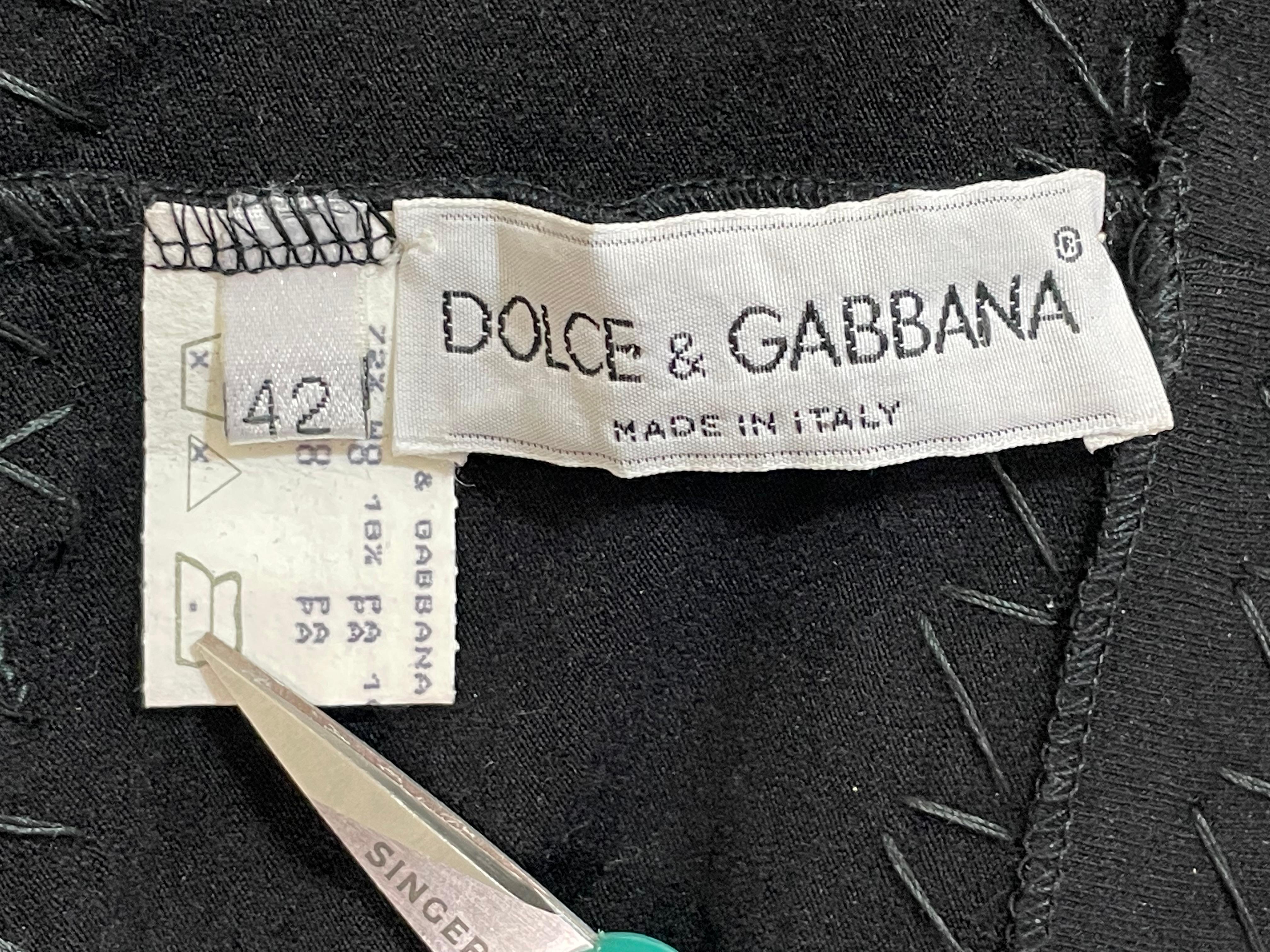 F/W 1991 Dolce & Gabbana Crystal Embellished Black Crop Top & High Waist Legging 1