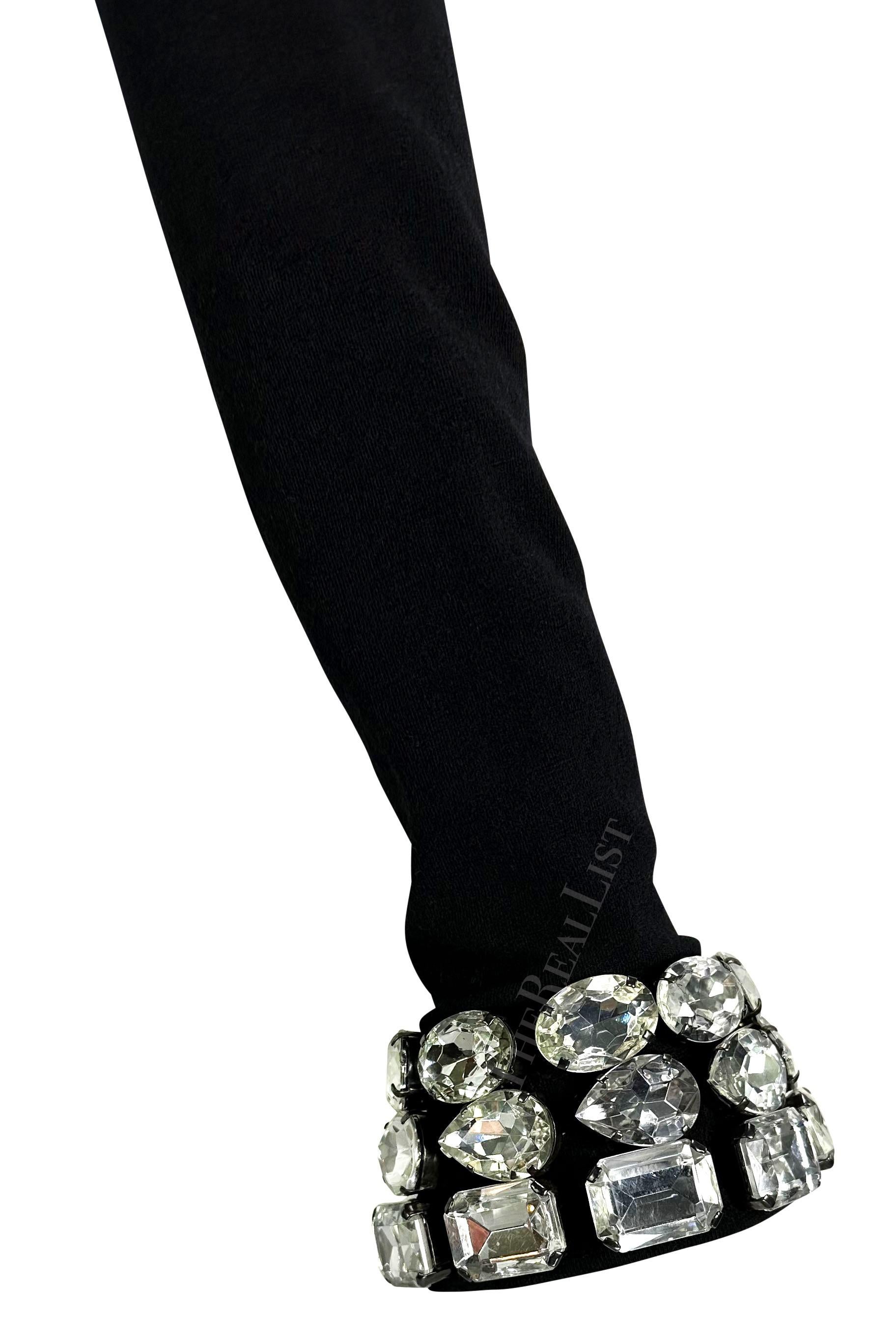 F/W 1991 Dolce & Gabbana Crystal Rhinestone Accented Black Cropped Turtleneck For Sale 4