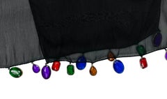 F/W 1991 Dolce & Gabbana Jeweled Rhinestone Sheer Black Silk Chiffon Scarf
