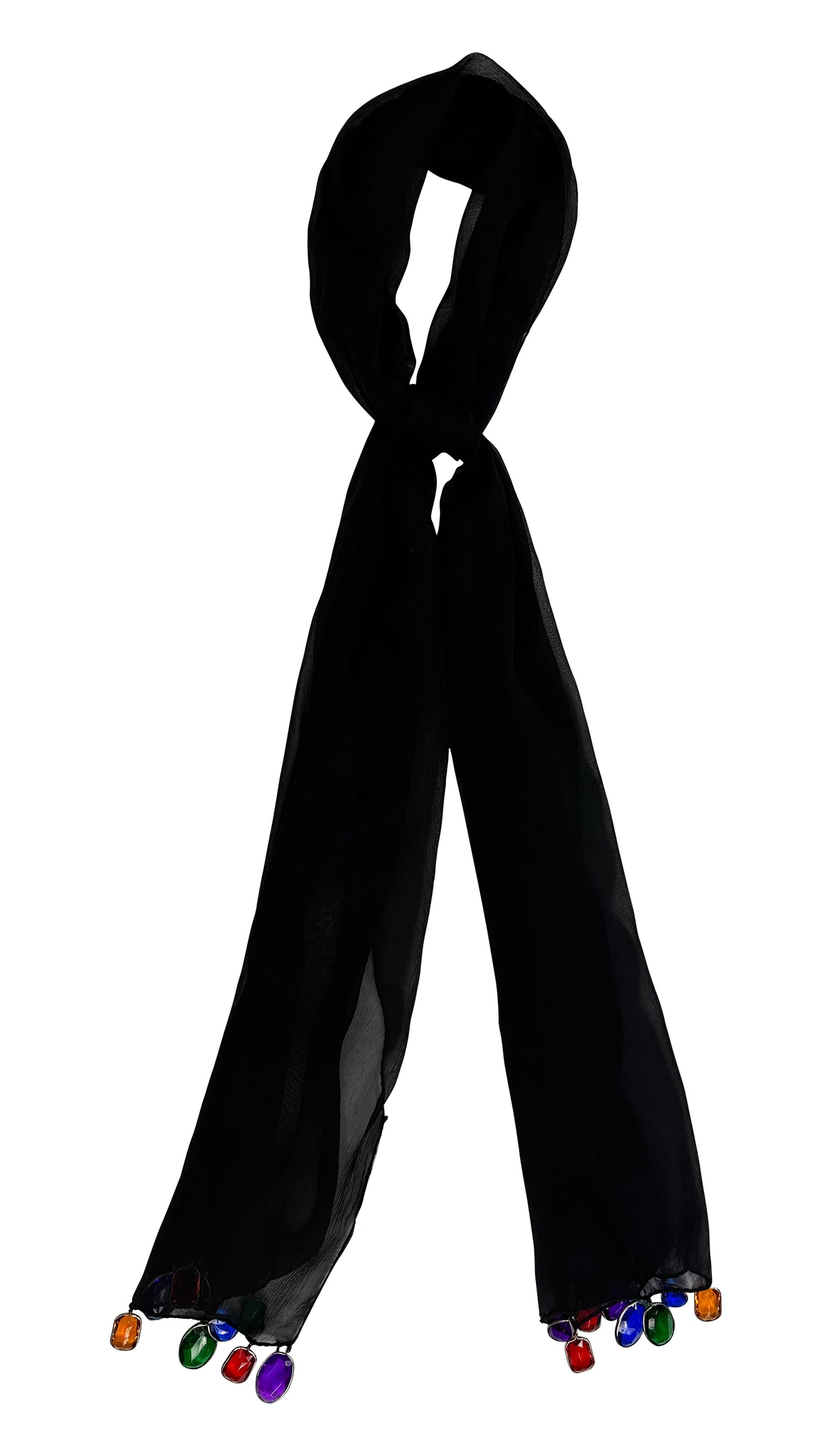 Sciarpa in chiffon di seta nera Jewell e strass Dolce & Gabbana A/I 1991 in vendita 1