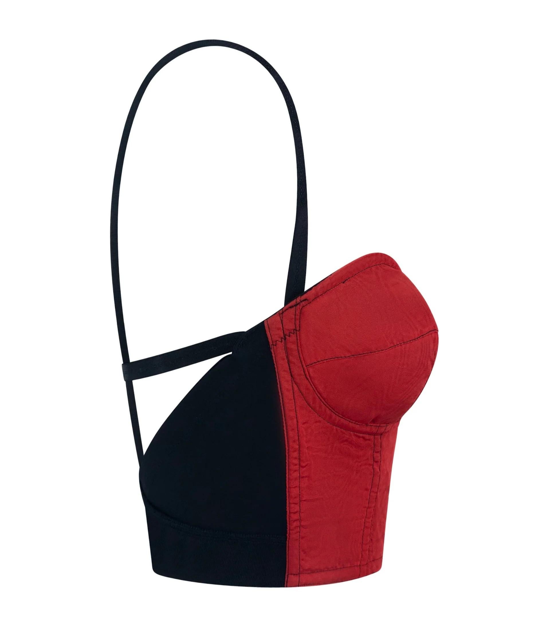 Donna A/I 1991 Dolce & Gabbana Runway Red Moire Satin Bustier Backless Crop Top in vendita