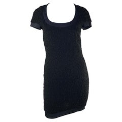 A/I 1991 Gianni Versace Couture Sfilata Mini Abito in Lana Bouclé Stretch Nero LBD