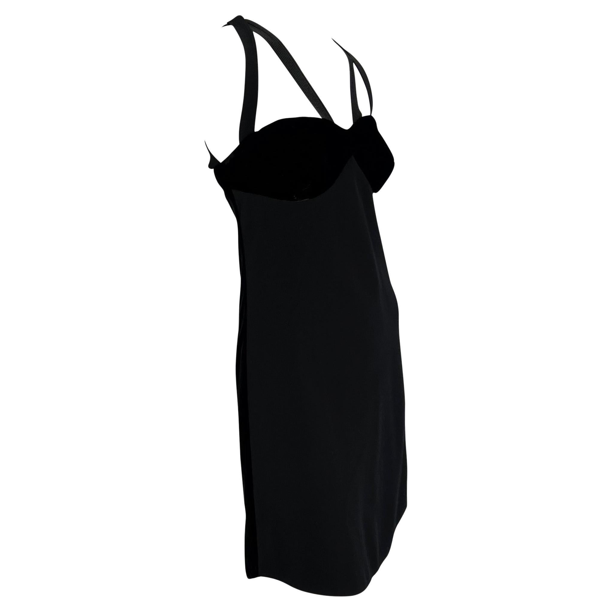 F/W 1991 Gianni Versace Couture Runway Black Velvet Strappy Bodycon Mini Dress For Sale 6