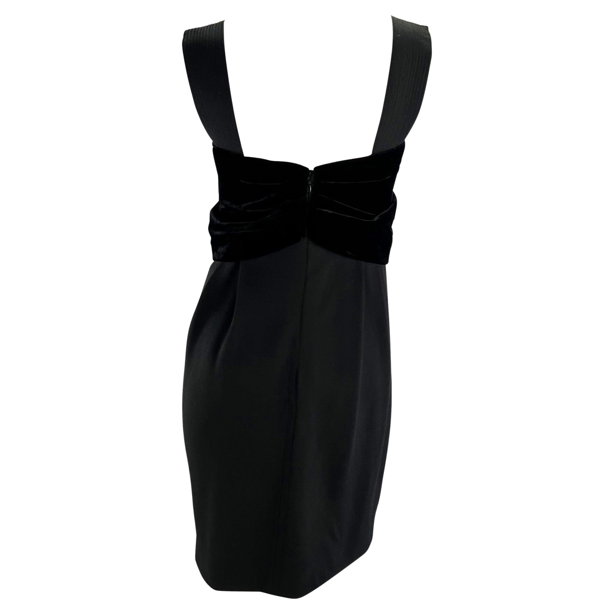 Black F/W 1991 Gianni Versace Couture Velvet Bust Sleeveless Dress For Sale