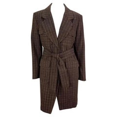 F/W 1991 Isaac Mizrahi Pasarela Marrón Ventana Blazer Mini Blazer Abrigo Vestido