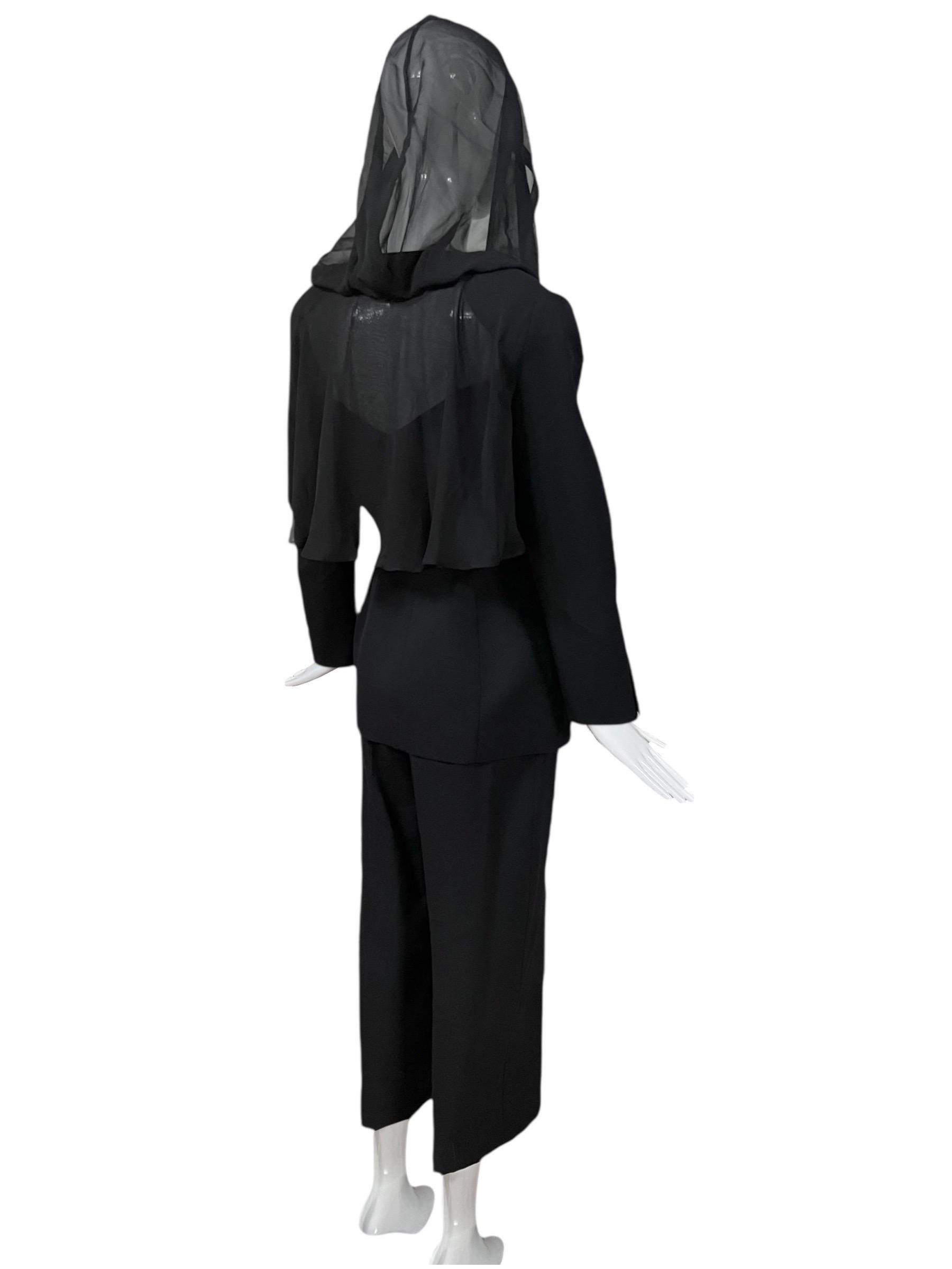 Tuta Thierry Mugler F&F Vintage A/I 1991 con cappuccio nero in vendita 5