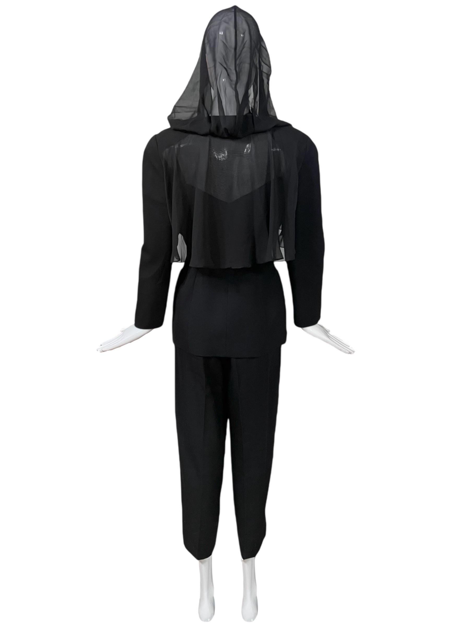Tuta Thierry Mugler F&F Vintage A/I 1991 con cappuccio nero in vendita 8