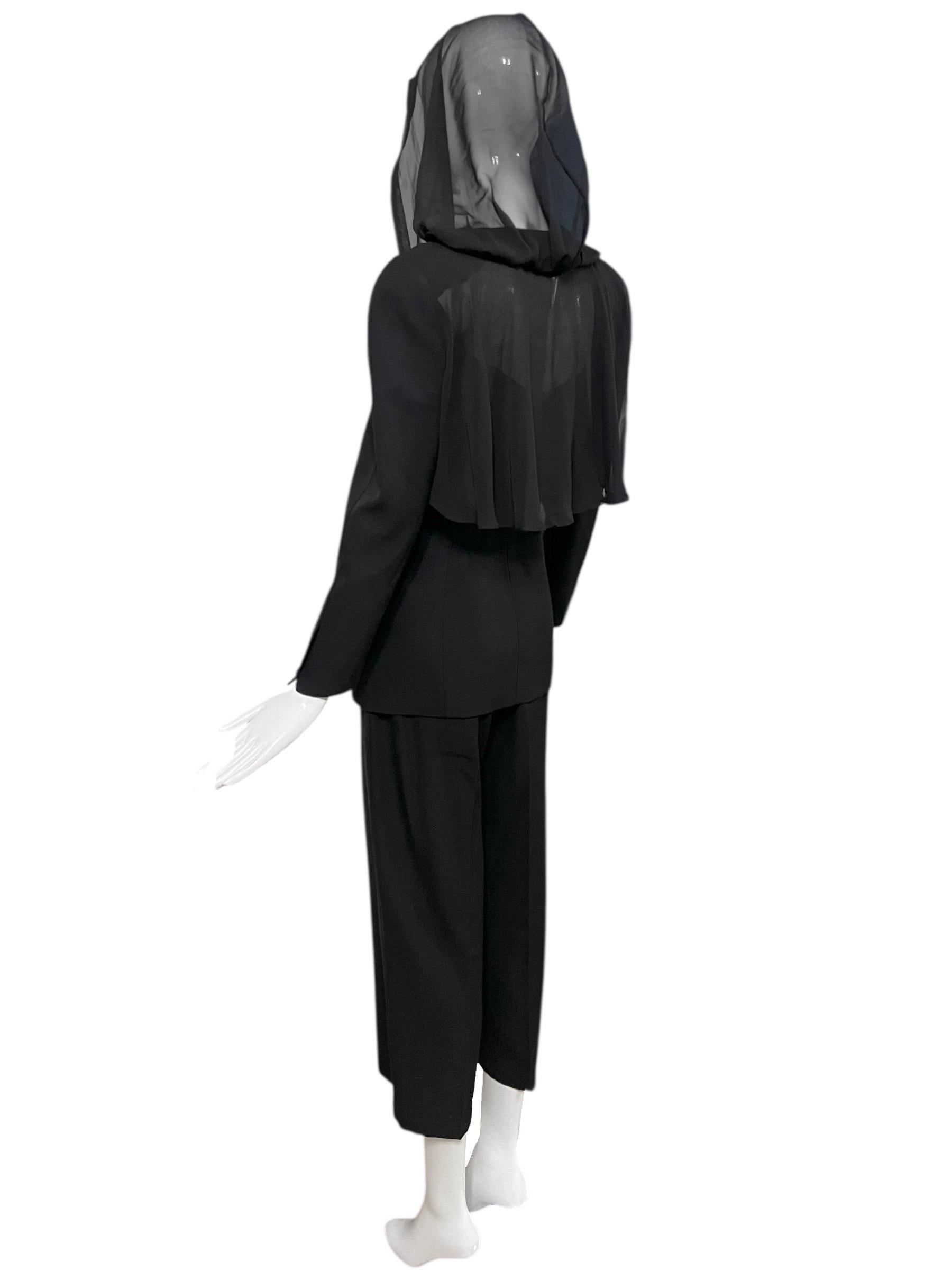 Tuta Thierry Mugler F&F Vintage A/I 1991 con cappuccio nero in vendita 9