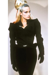 F/W 1991 Thierry Mugler Gelber skulpturaler Rockanzug mit Rockmuster