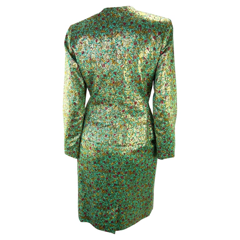 Ensemble Jupe Et Blazer St. John Tricot Métallisé Doré - Taille 16, Neuf Avec étiquettes