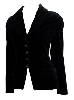 F/W 1992 Azzedine Alaïa Black Channel Velvet Blazer Jacket