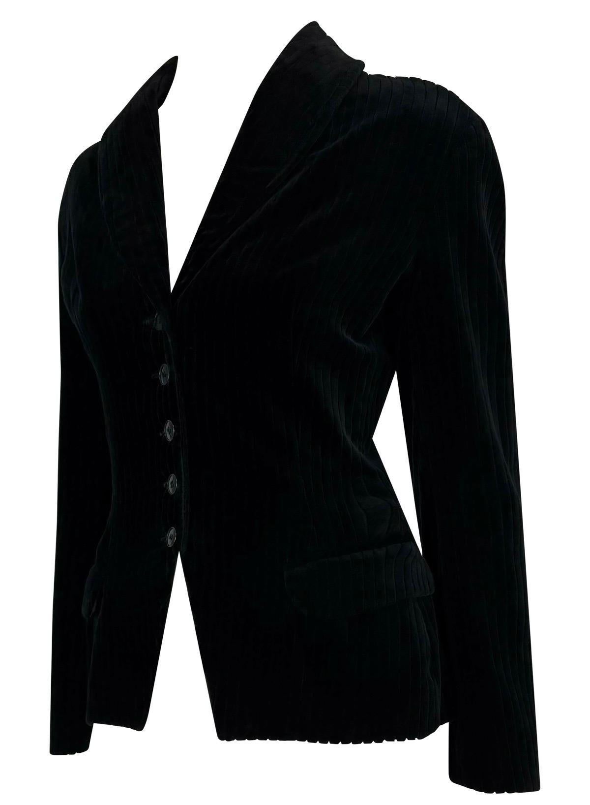 Nero A/I 1992 Azzedine Alaïa, giacca blazer in velluto nero in vendita