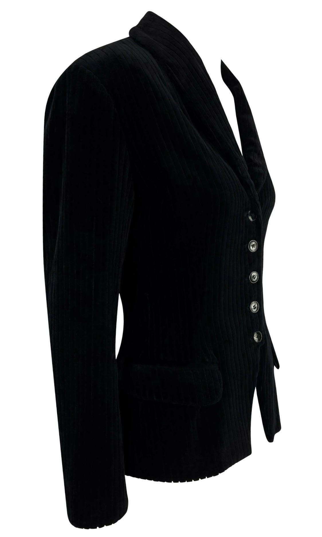 A/I 1992 Azzedine Alaïa, giacca blazer in velluto nero in vendita 2