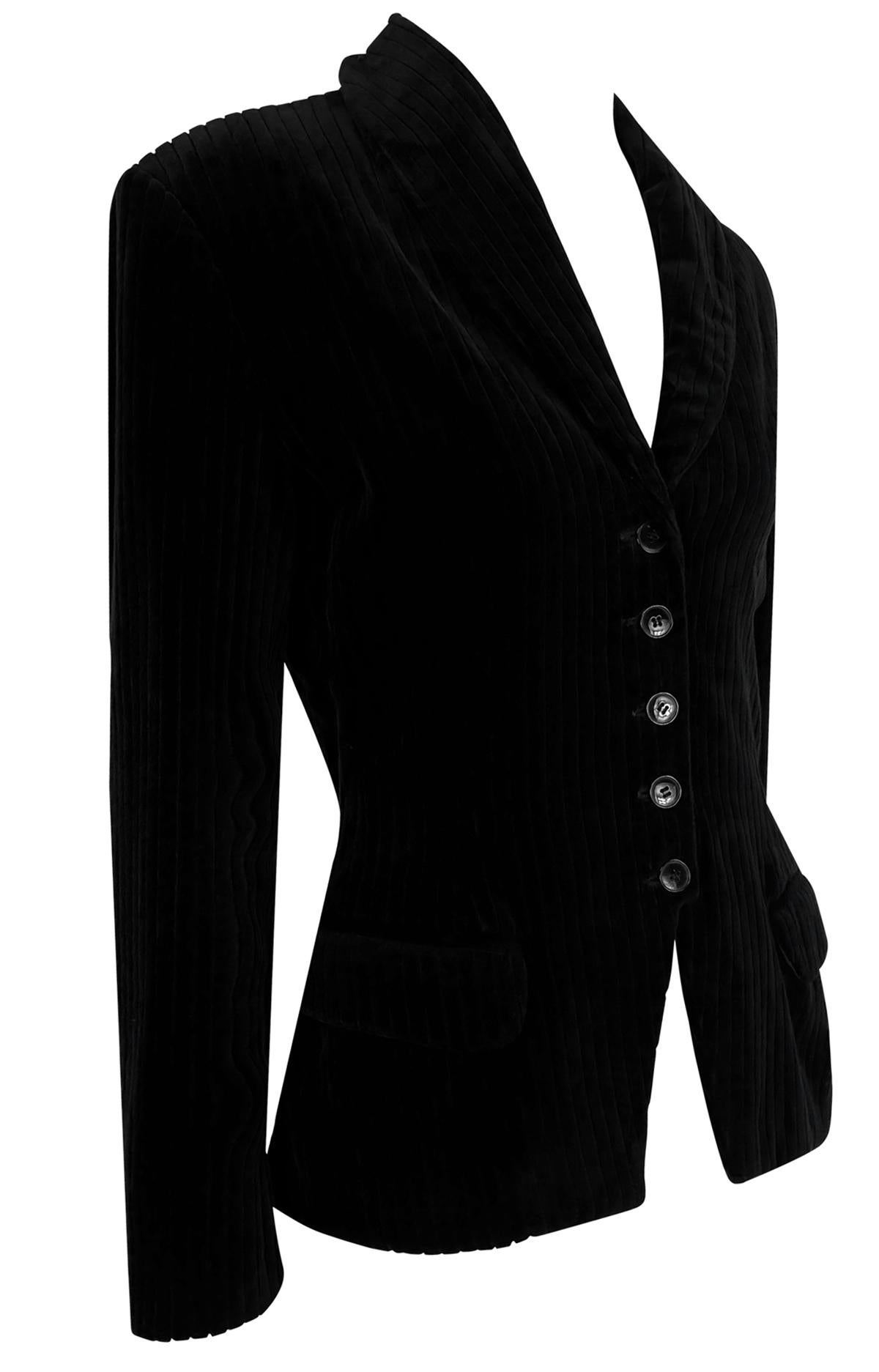 A/I 1992 Azzedine Alaïa, giacca blazer in velluto nero in vendita 3