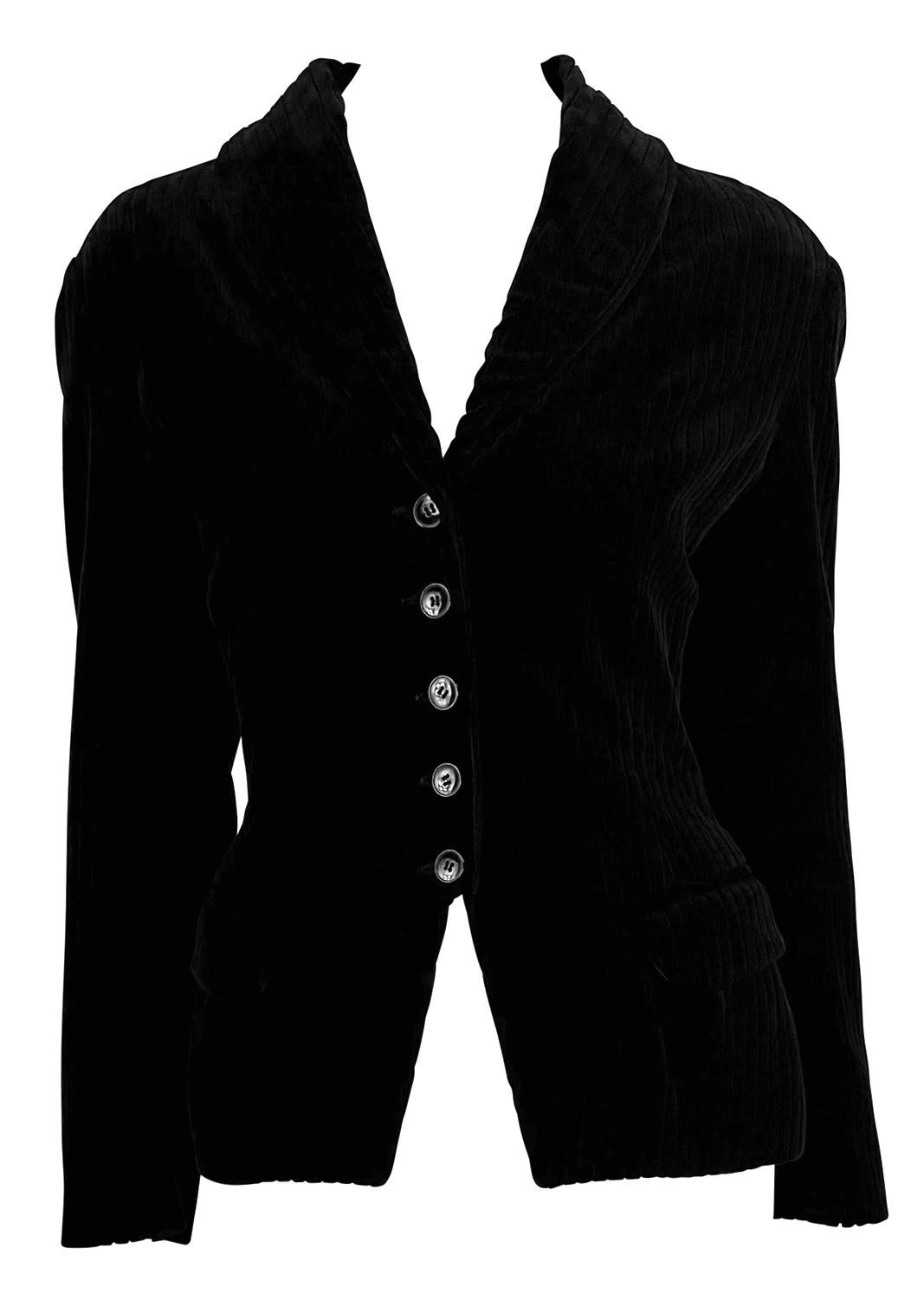 A/I 1992 Azzedine Alaïa, giacca blazer in velluto nero in vendita 4