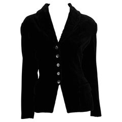 F/W 1992 Azzedine Alaïa Veste blazer en velours Channel noir
