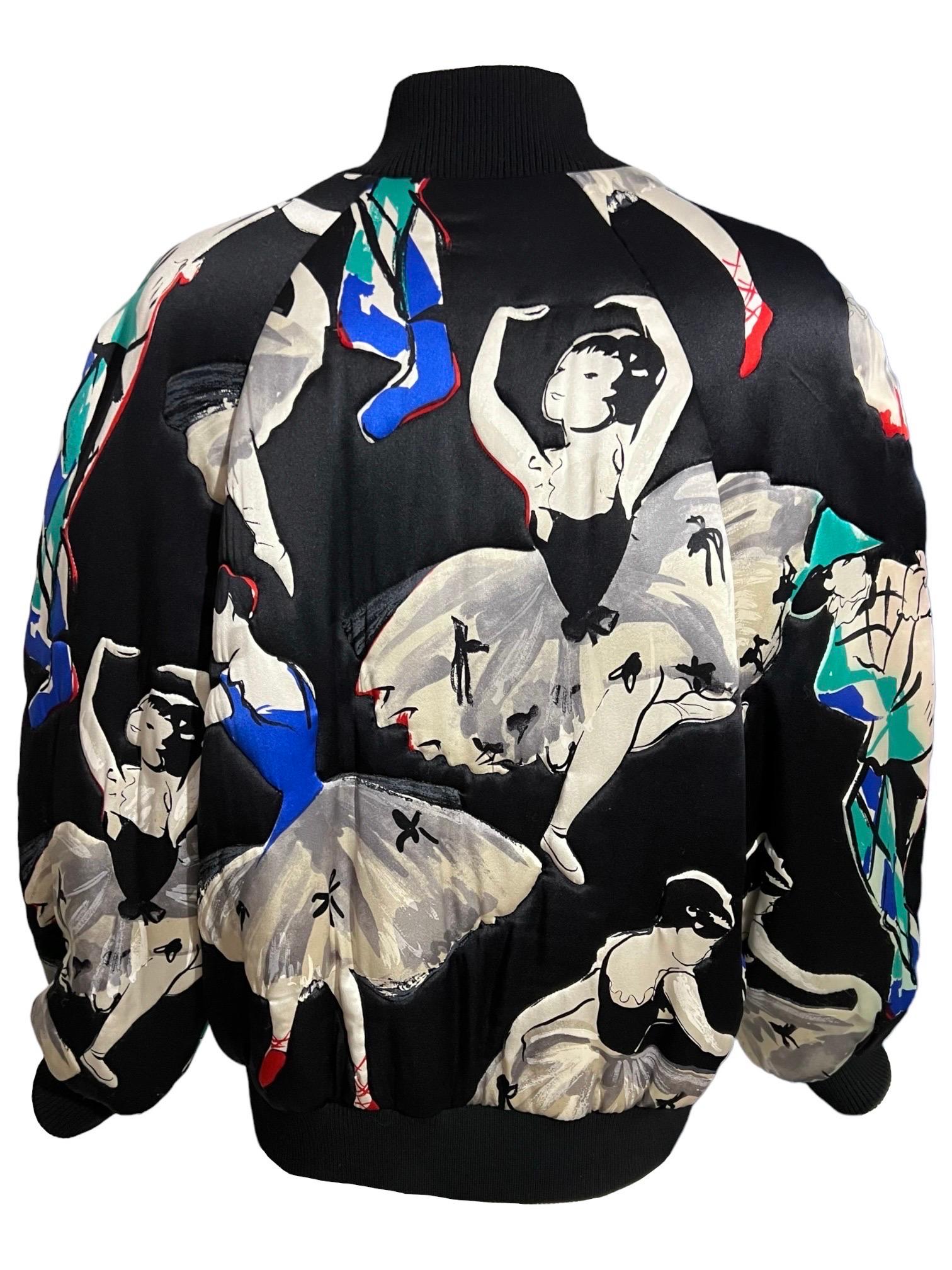 F/W 1992 Chanel by Karl Lagerfeld Vintage Ballerina Printed Bomber Puffer Jacket 2