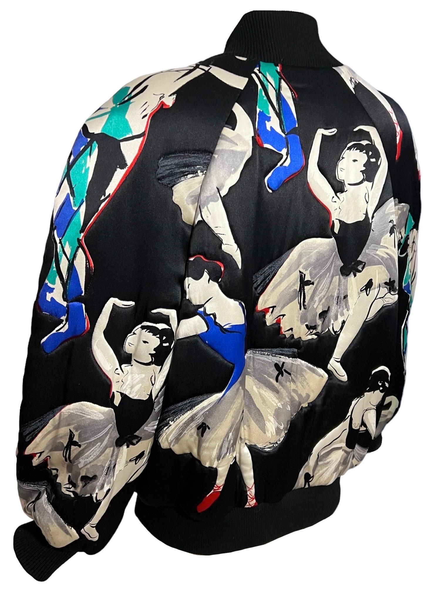 F/W 1992 Chanel by Karl Lagerfeld Vintage Ballerina Printed Bomber Puffer Jacket 3