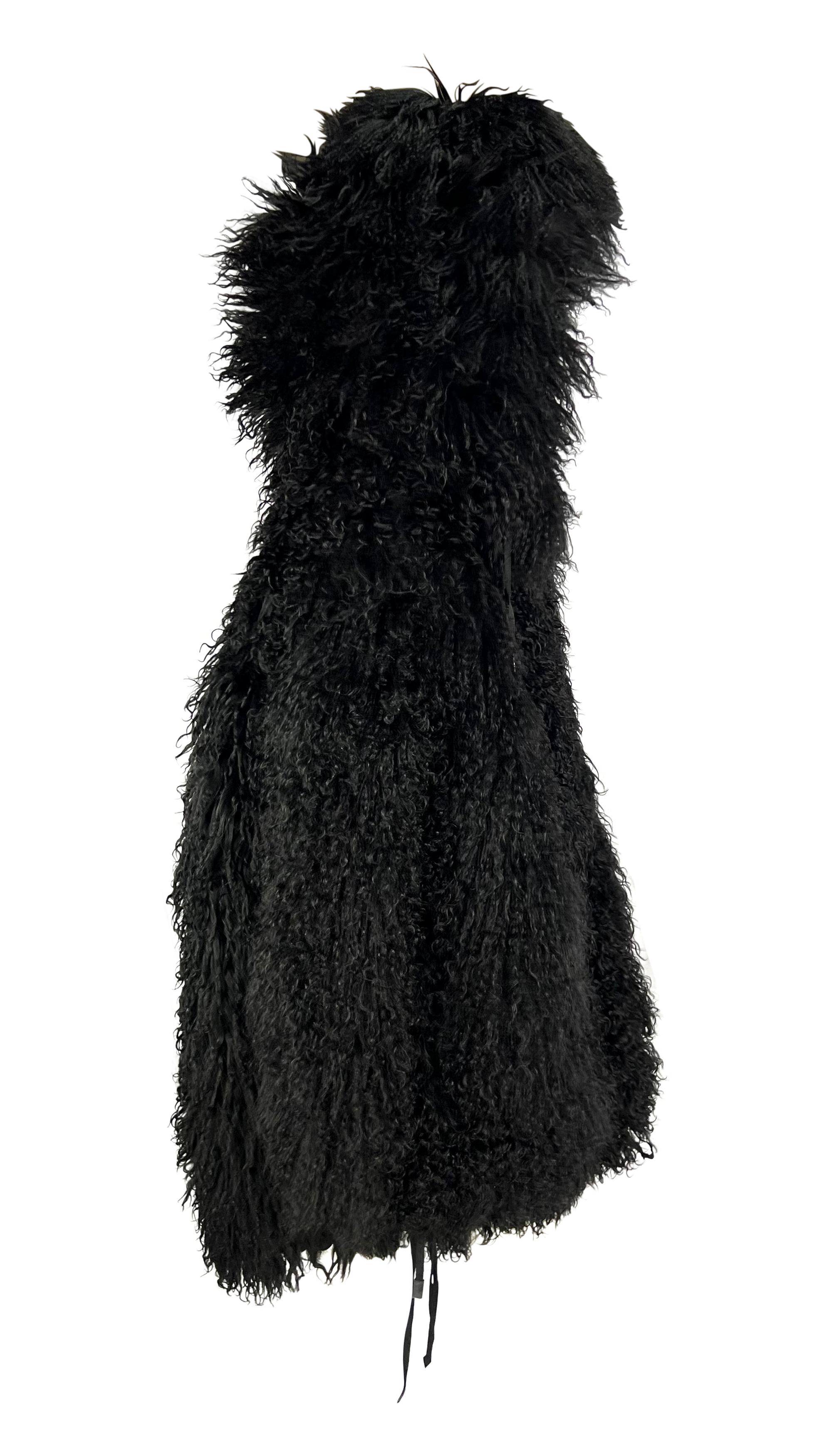 F/W 1992 Claude Montana Runway Oversized Hooded Black Mongolian Lamb Fur Coat For Sale 6