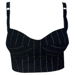 F/W 1992 Dolce & Gabbana Pin Stripe Crop Top Bralette Bustier