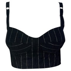 Vintage F/W 1992 Dolce & Gabbana Pin Stripe Crop Top Bralette Bustier 