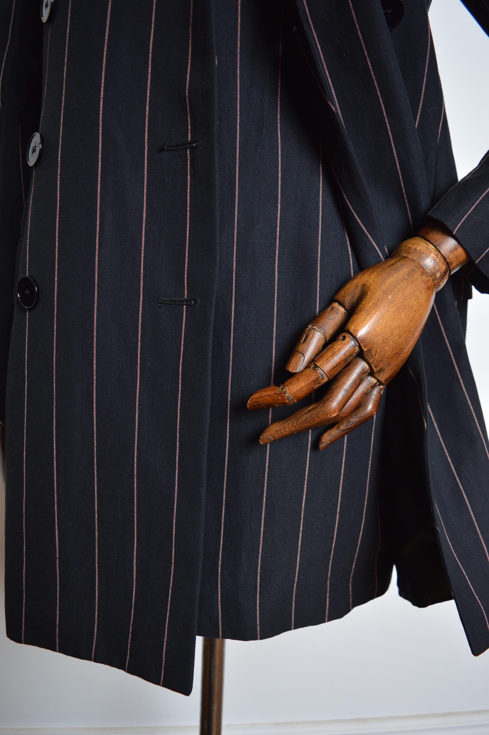 A/I 1992 Dolce & Gabbana Runway Black Pinstripe Tuxedo Jacket & Dress Suit Set in vendita 5
