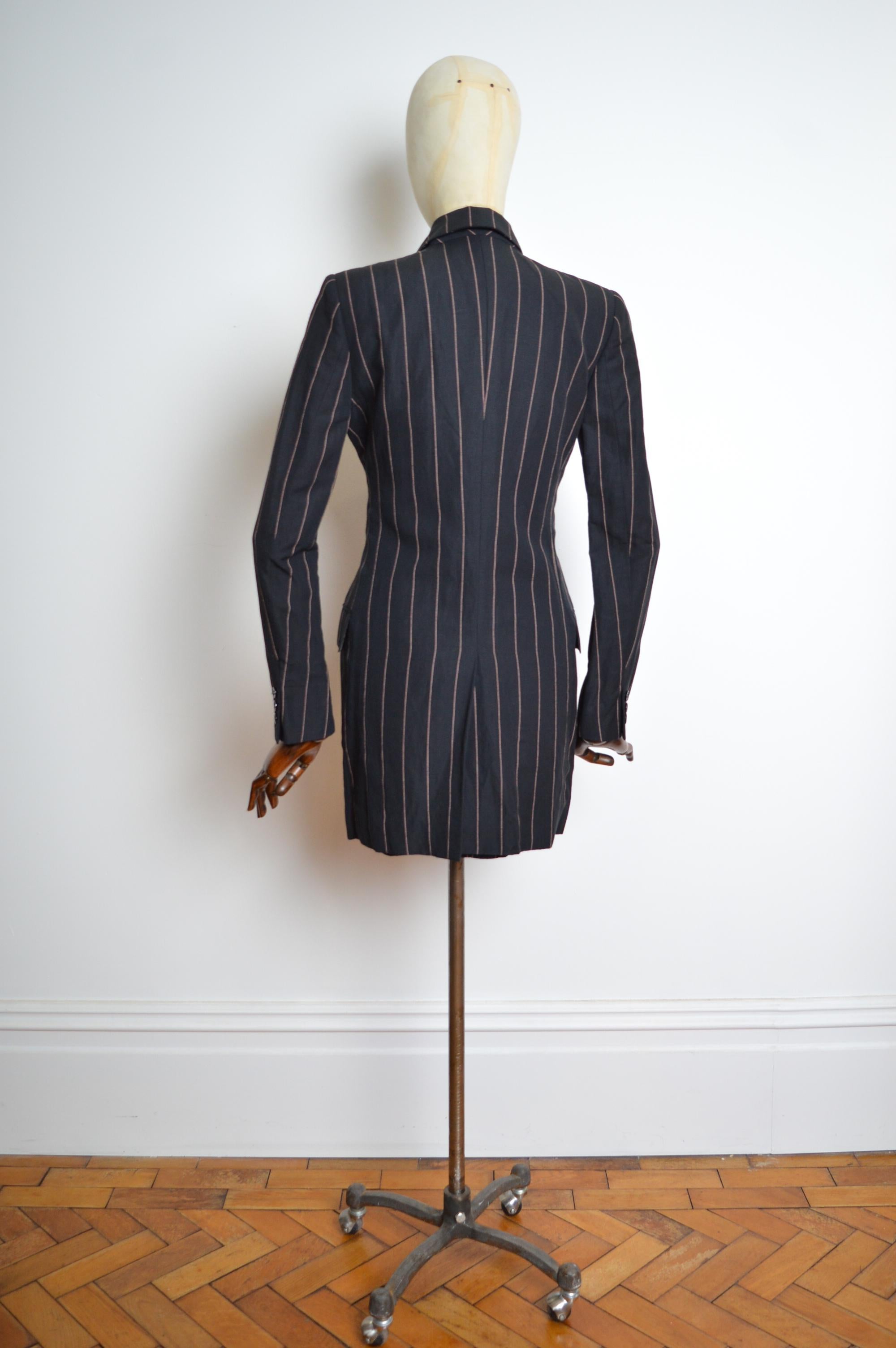 A/I 1992 Dolce & Gabbana Runway Black Pinstripe Tuxedo Jacket & Dress Suit Set in vendita 12