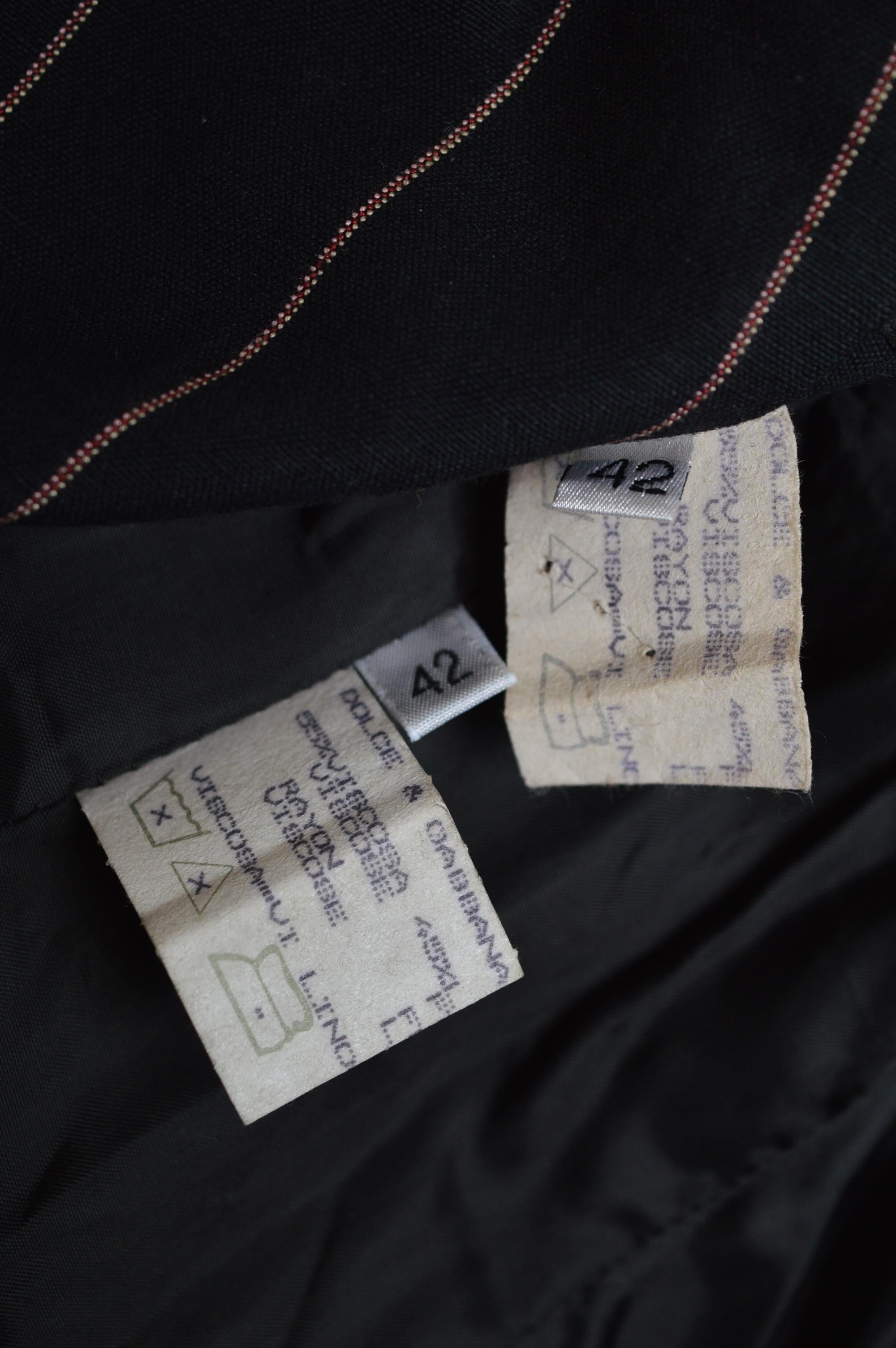 A/I 1992 Dolce & Gabbana Runway Black Pinstripe Tuxedo Jacket & Dress Suit Set in vendita 14
