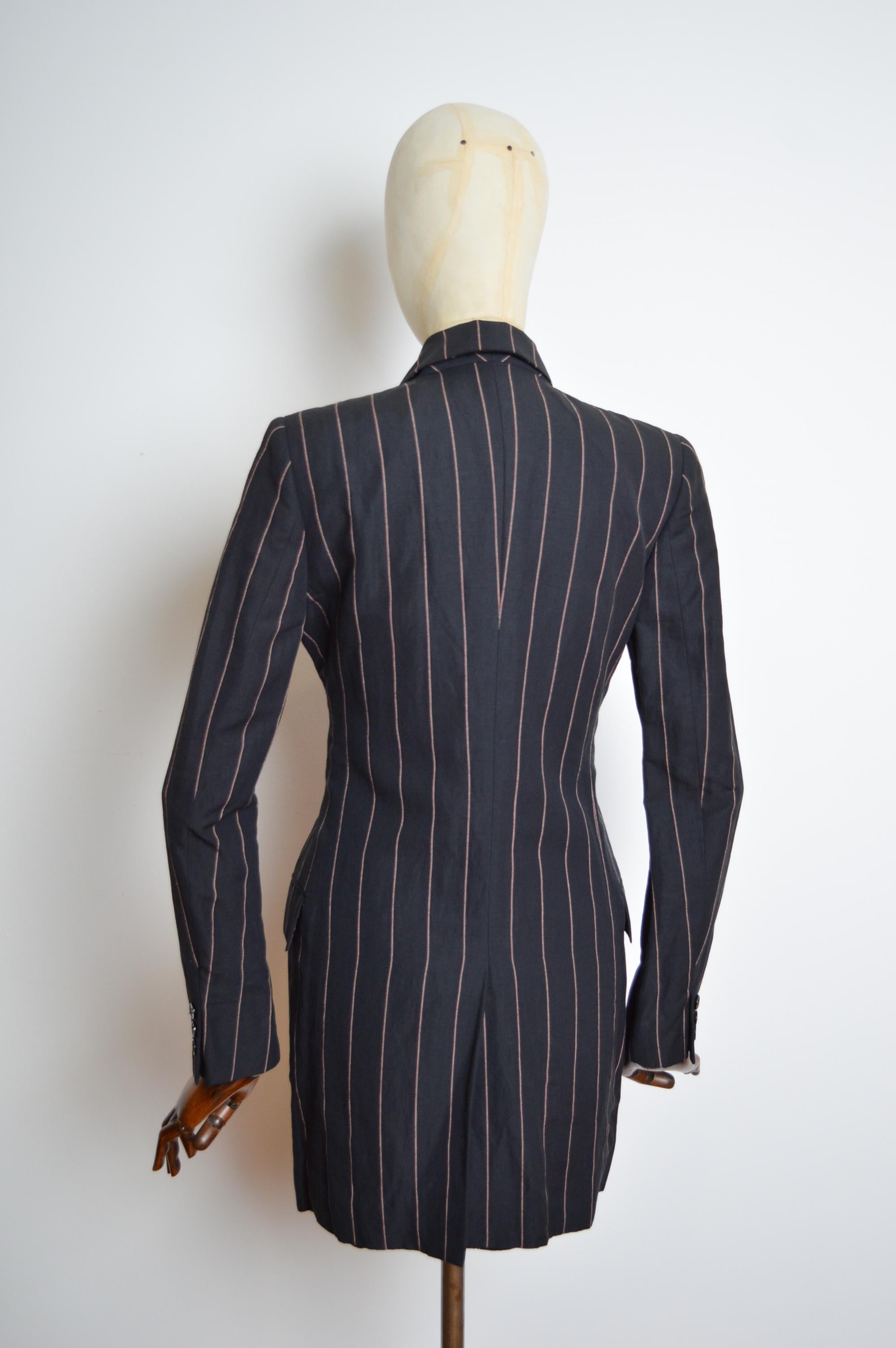 A/I 1992 Dolce & Gabbana Runway Black Pinstripe Tuxedo Jacket & Dress Suit Set in vendita 2