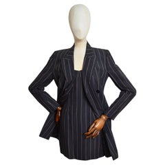 A/I 1992 Dolce & Gabbana Runway Black Pinstripe Tuxedo Jacket & Dress Suit Set