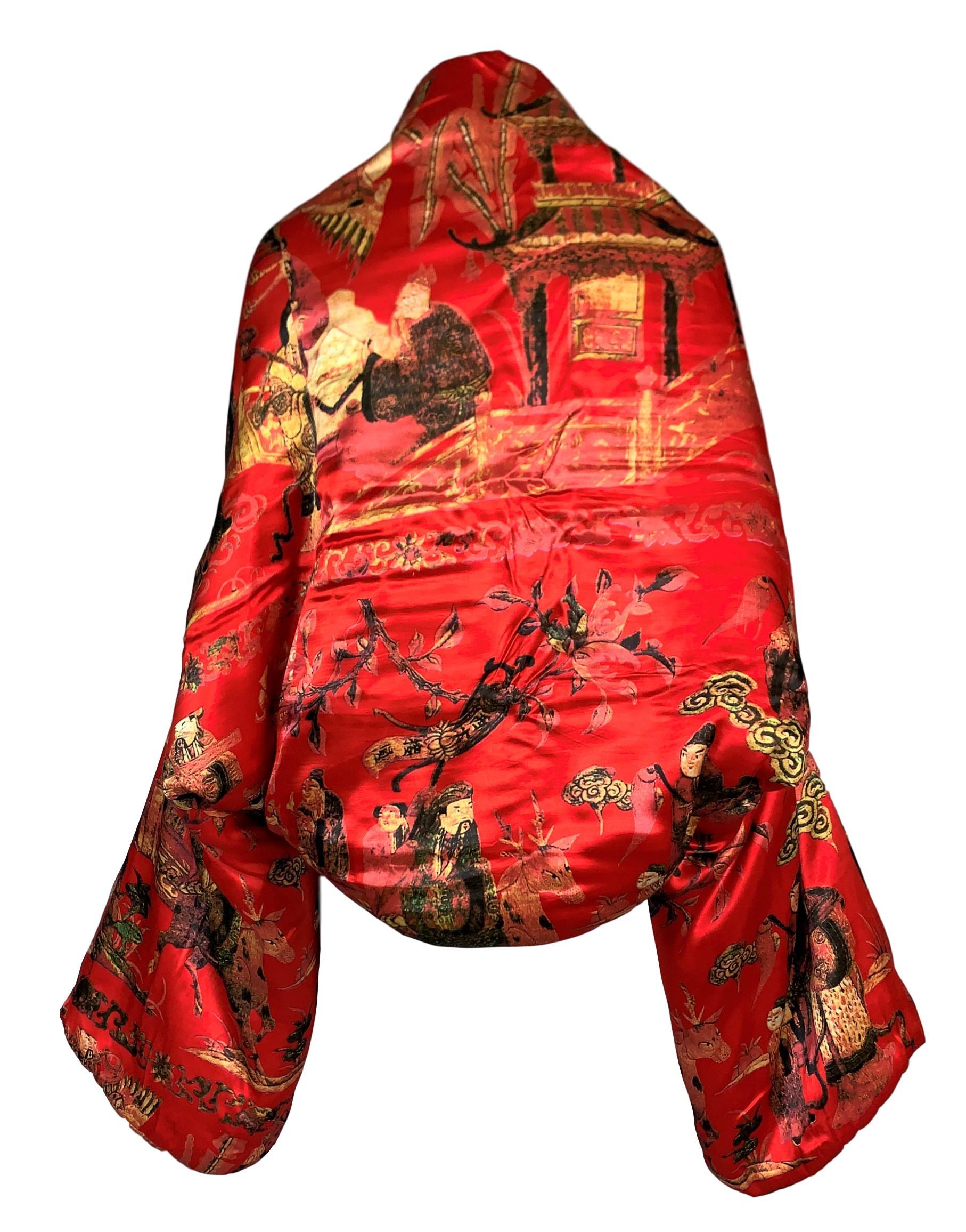 F/W 1992 Dolce & Gabbana Runway Red Chinoiserie Cropped Kimono Jacket 1
