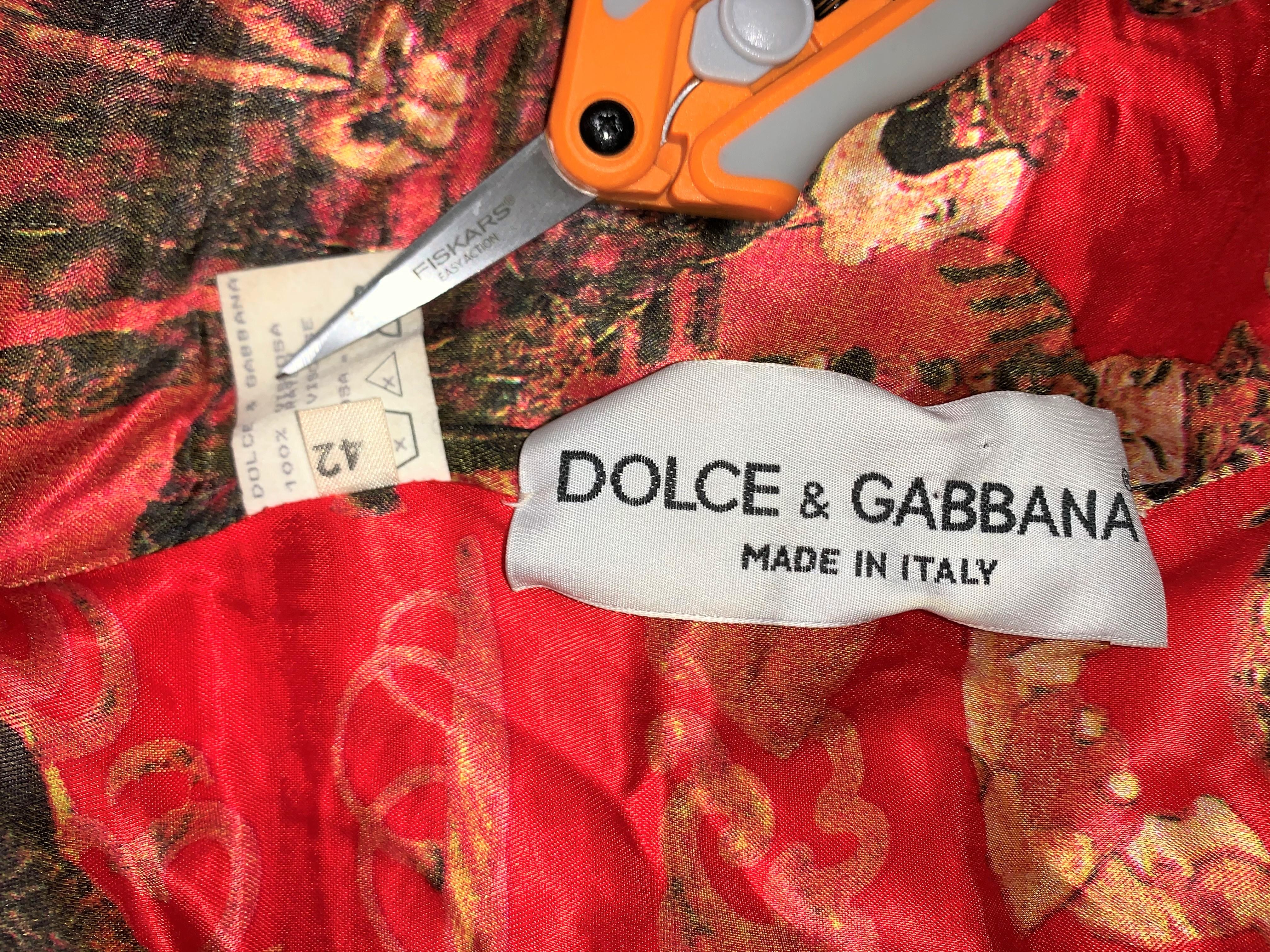 F/W 1992 Dolce & Gabbana Runway Red Chinoiserie Cropped Kimono Jacket 2