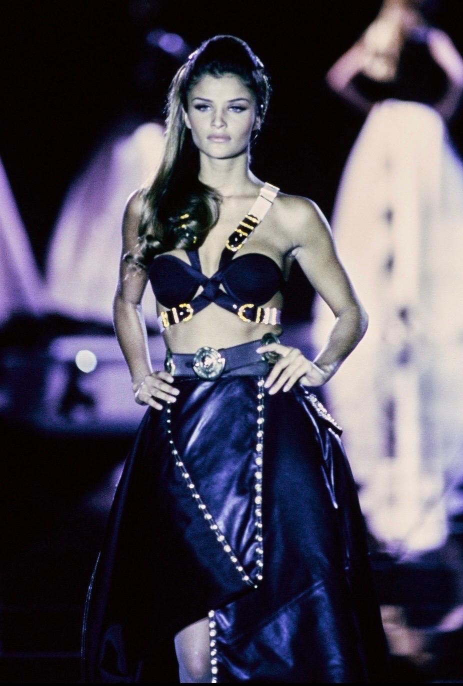 F/W 1992 Gianni Versace Bondage Buckle Bustier Bra Top Miss S&M For Sale 1