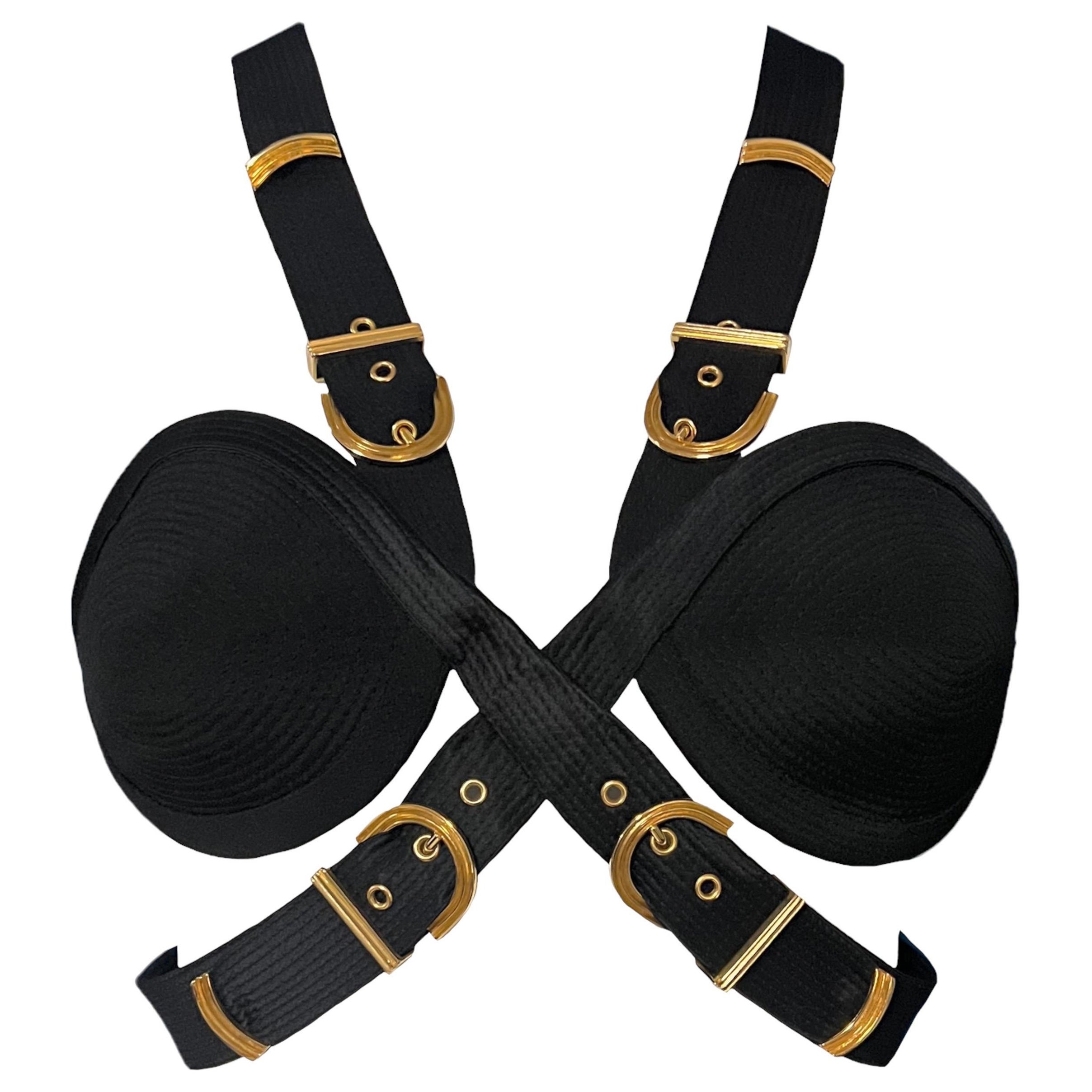 A/I 1992 Gianni Versace Bondage Fibbia Bustier Reggiseno Top Miss S&M